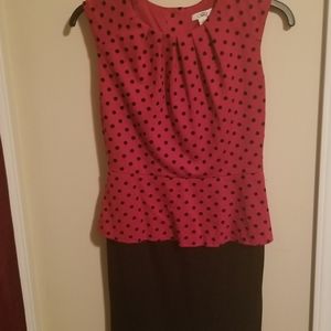 Button back polka dot peplum dress